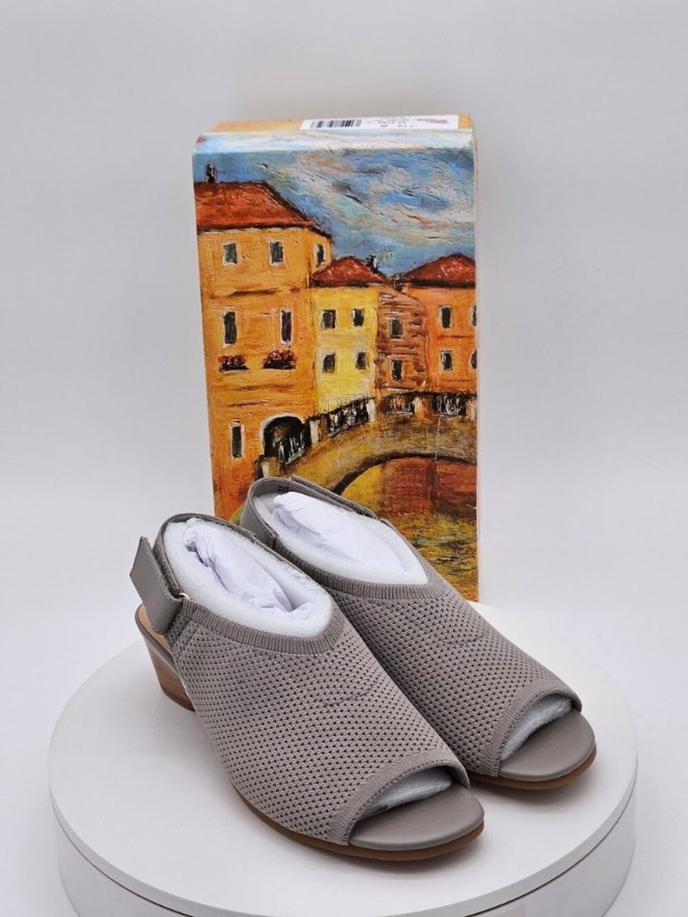 Bella Vita Marin Natural Knit Slingback Sandals Women’s Size 7.5 W Block Heel